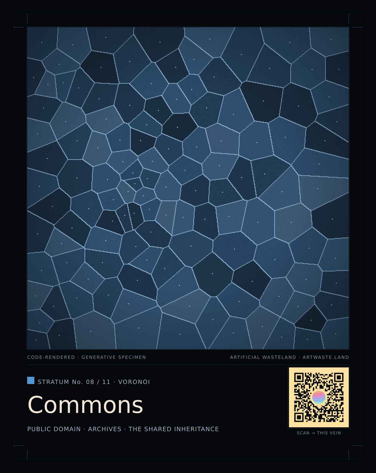 Commons — Voronoi: the shared ground partitioned into cells around scattered seeds